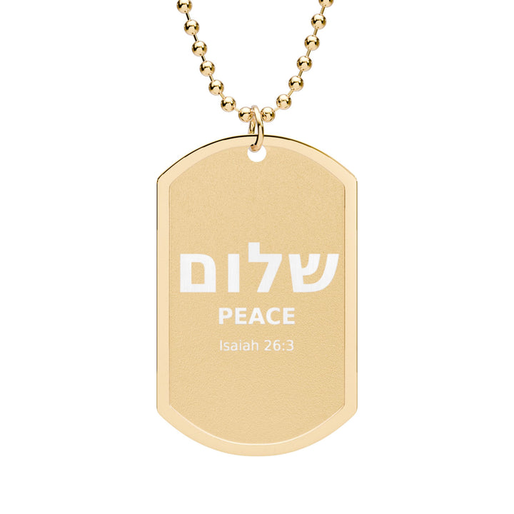 SHALOM (Peace) Dog Tag Necklace